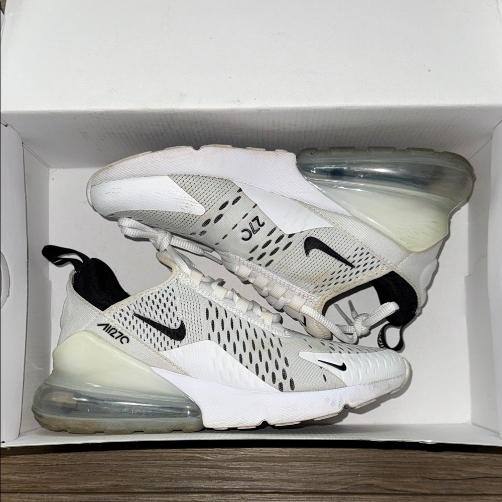Nike Air Max 270 White and Black Athletic Shoes